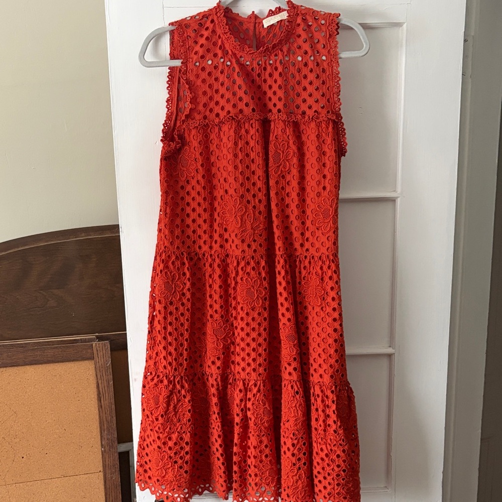Ulla Johnson Vibrant Orange Lace Midi Dress